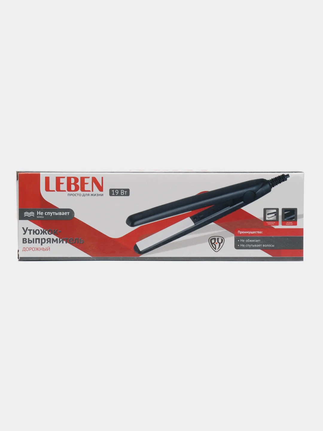 Утюжок для волос LEBEN дорожный, max 190, керамическое покрытие, 19 Вт