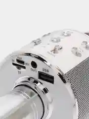 Серебряный караоке-микрофон WS 858, с изменением голоса