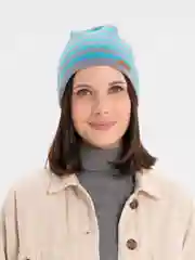Лазурный шапка в полоску, женская, мужская