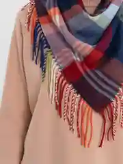 Оранжевый платок LERAY "Джуниор", кашемир, клетка, 73*73 см