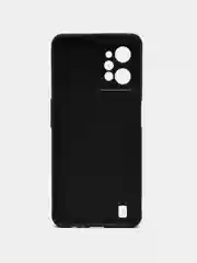 Черный чехол Realme C31 / Реалми С31, силиконовый, под кожу, с кольцом
