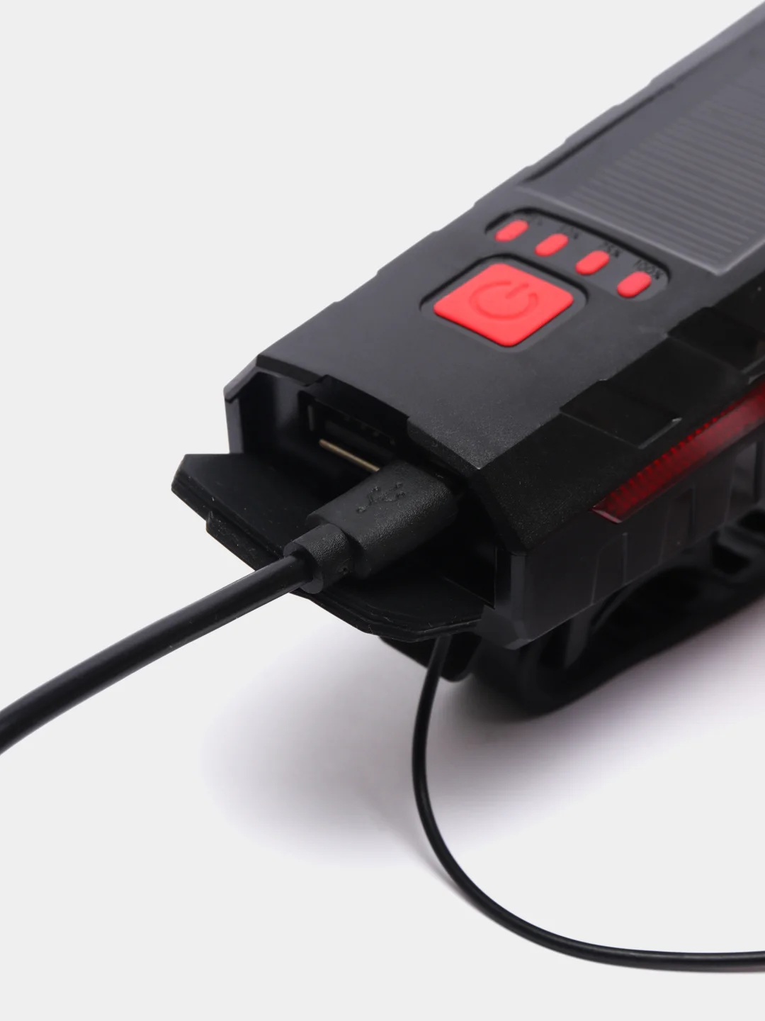 Велосипедный фонарь светодиодный MT-003 с солнечной батареей (3000mAh) с клаксоном