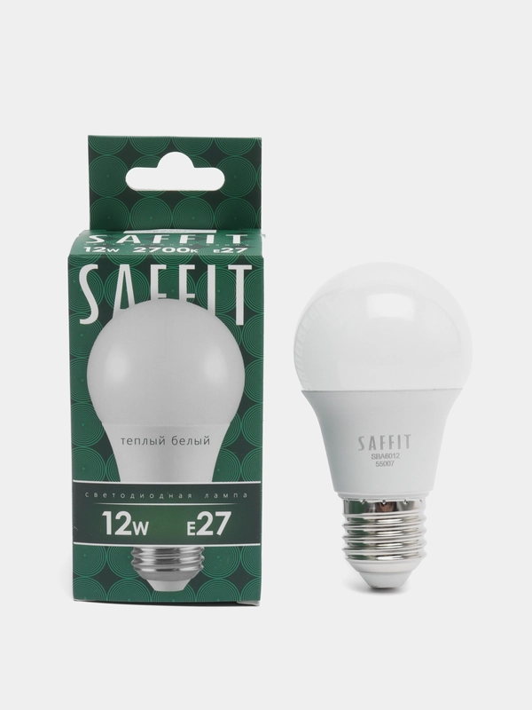 Лампа светодиодная, 12W 230V E27 2700K A60, SBA6012, 55007
