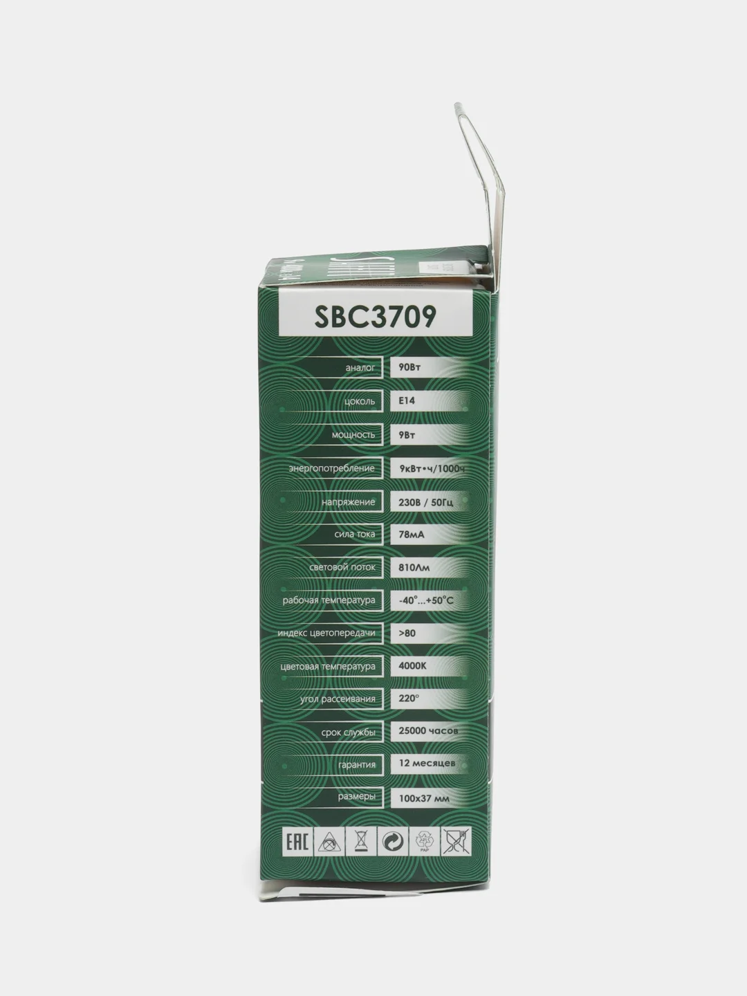 Лампа светодиодная, 9W 230V E14 4000K C37, SBC3709 55079