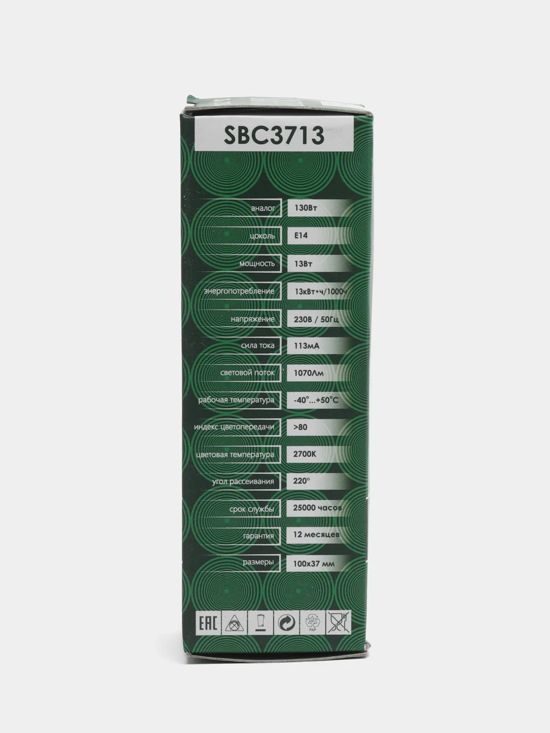 Лампа светодиодная, 13W 230V E14 2700K C37, SBC3713 55163