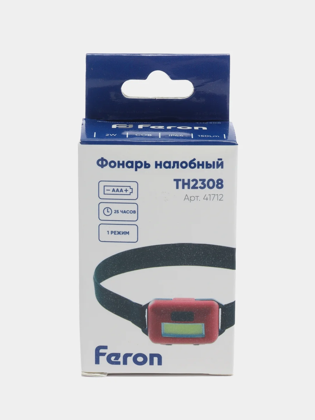 Фонарь налобный светодиодный, работающий от батареек 3*AAA, 2W,41712