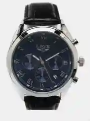 Серый металлик мужские наручные часы Lige LG9852 с хронографом, в подарочной упаковке