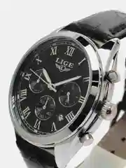 Хром мужские наручные часы Lige LG9852 с хронографом, в подарочной упаковке