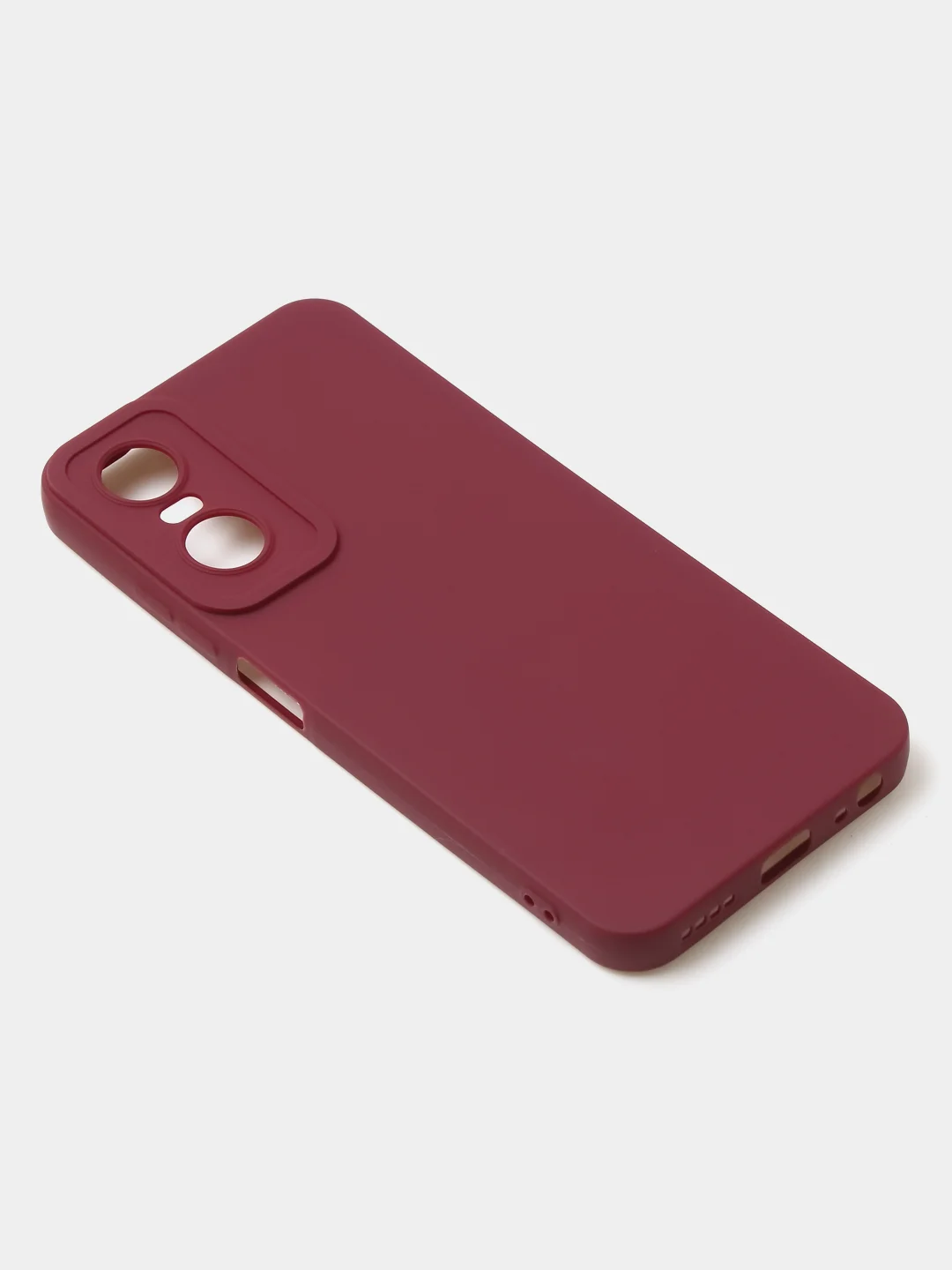 Бордовый чехол для Tecno Pop 6 Pro, цветной, матовый, с дополнительной защитой камеры