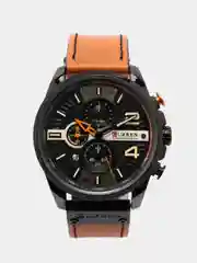 Коричневый мужские наручные часы Curren 8393 с хронографом в подарочной упаковке