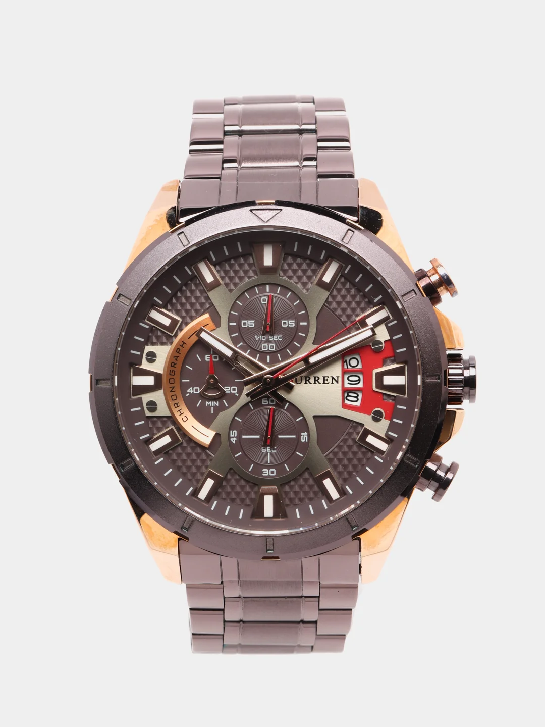 Коричневый мужские наручные часы Curren 8401 с хронографом в подарочной упаковке