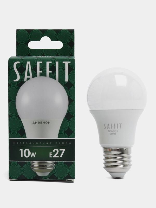 Лампа светодиодная, 10W 230V E27 6400K A60, SBA6010, 55006