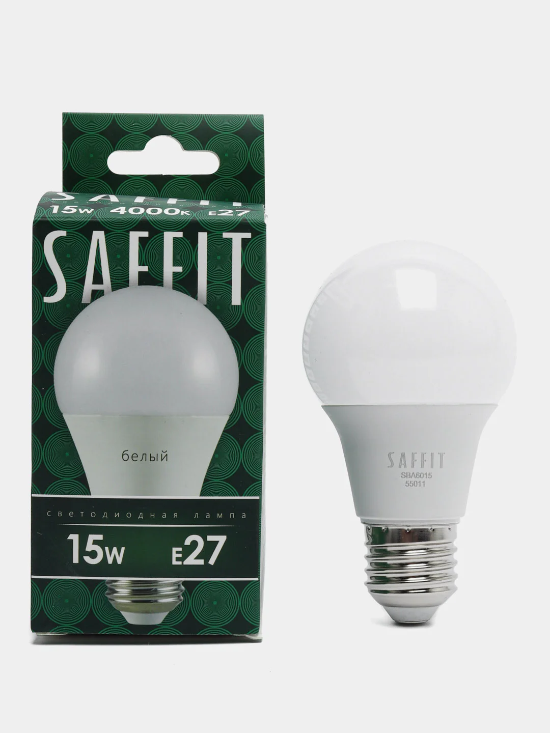 Лампа светодиодная, 15W 230V E27 4000K A60, SBA6015 55011