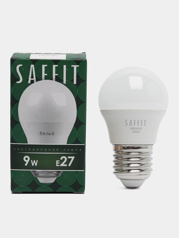 Лампа светодиодная, 9W 230V E27 4000K G45, SBG4509 55083
