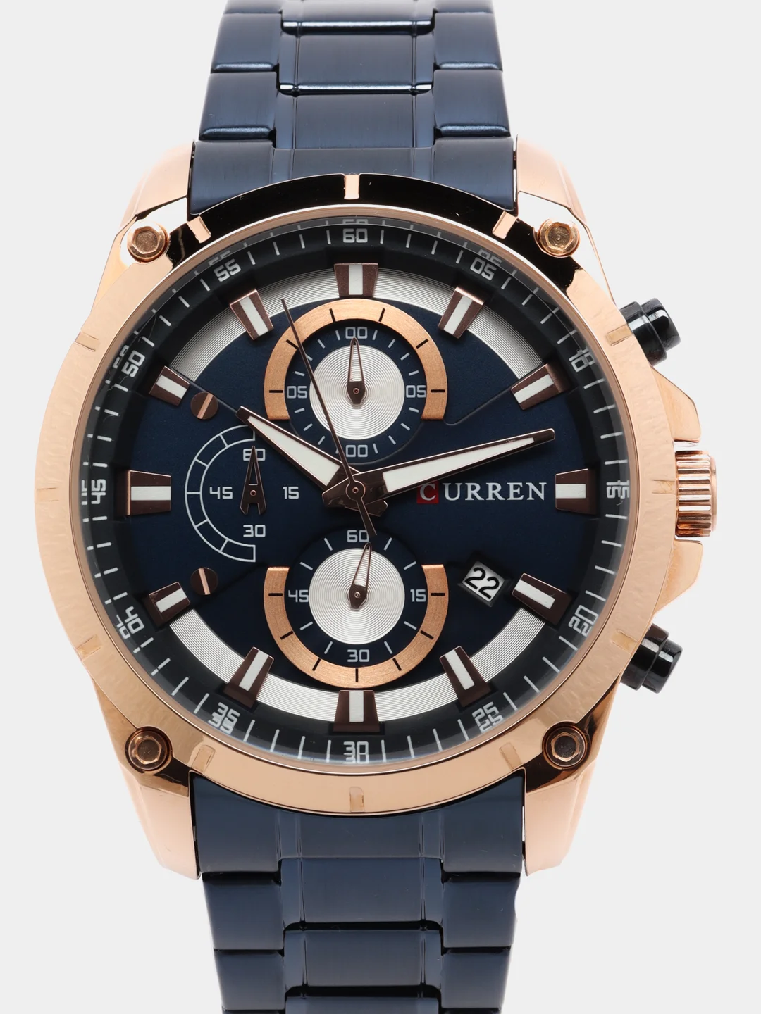 Синий мужские наручные часы Curren 8360 с хронографом в подарочной упаковке