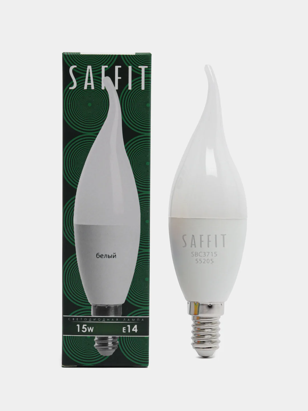 Лампа светодиодная, 15W 230V E14 4000K на ветру C37T, SBC3715