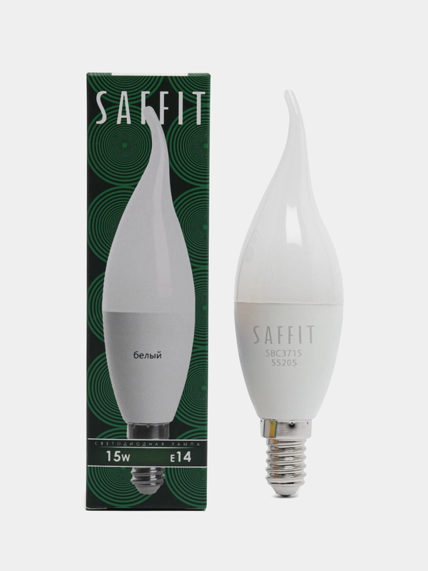 Лампа светодиодная, 15W 230V E14 4000K на ветру C37T, SBC3715