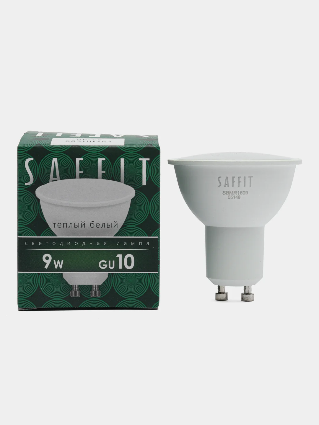 Лампа светодиодная, 9W 230V GU10 2700K MR16, SBMR1609, 55148