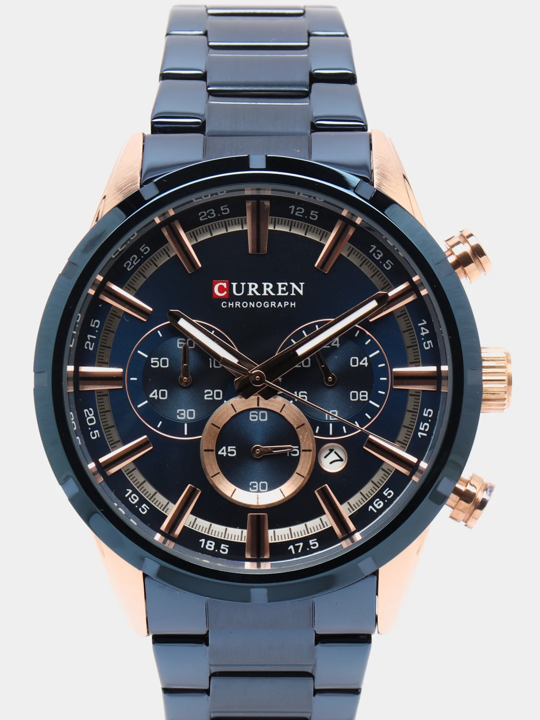 Синий мужские наручные часы Curren 8355 с хронографом в подарочной упаковке