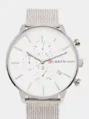 Серый металлик мужские наручные часы Curren 8339 с хронографом в подарочной упаковке