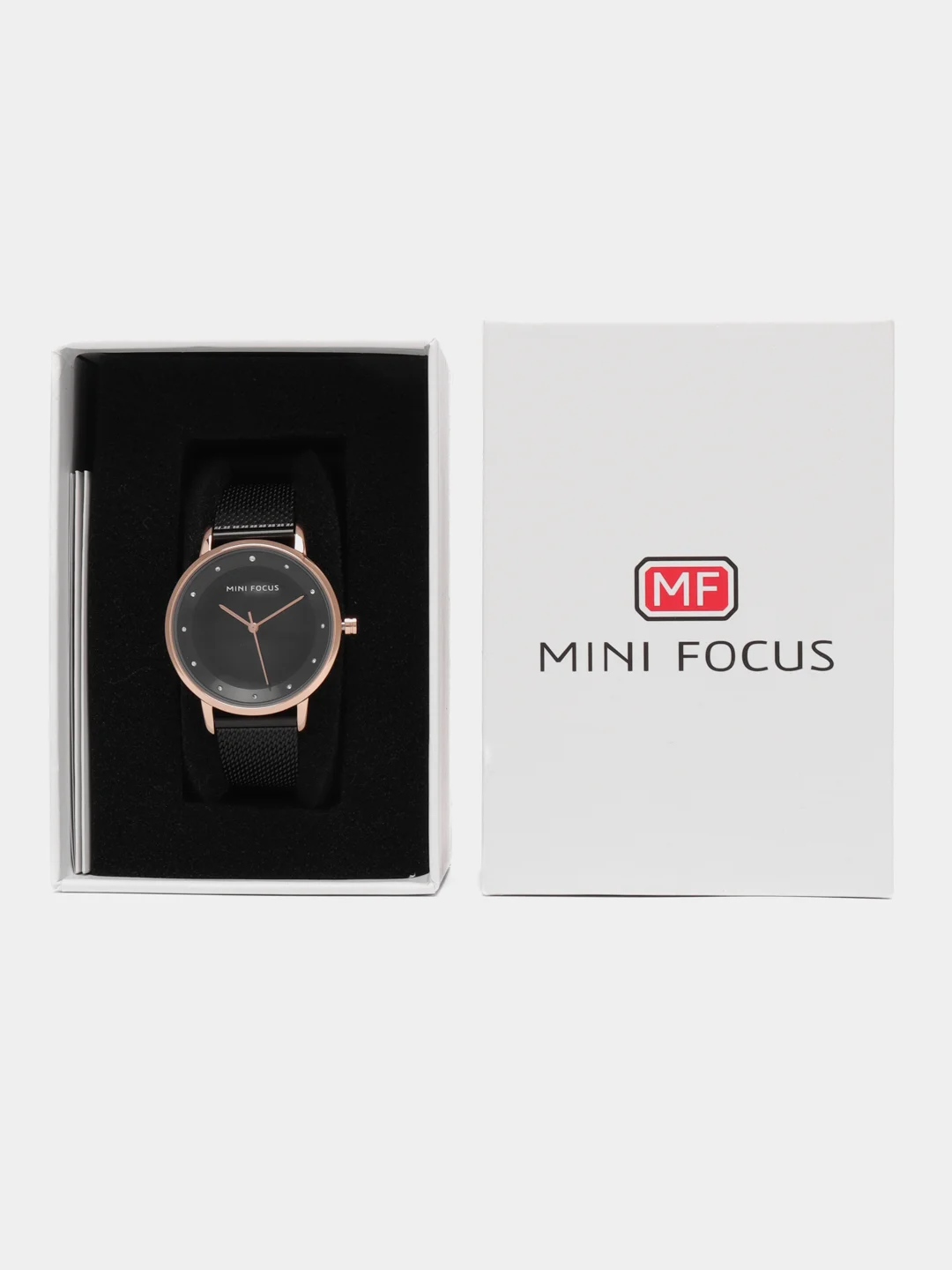 Черный женские наручные часы Mini Focus MF0332L, в подарочной упаковке