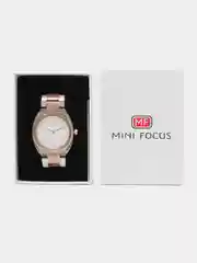 Золотой мужские наручные часы Mini Focus MF0319G с календарём, в подарочной упаковке