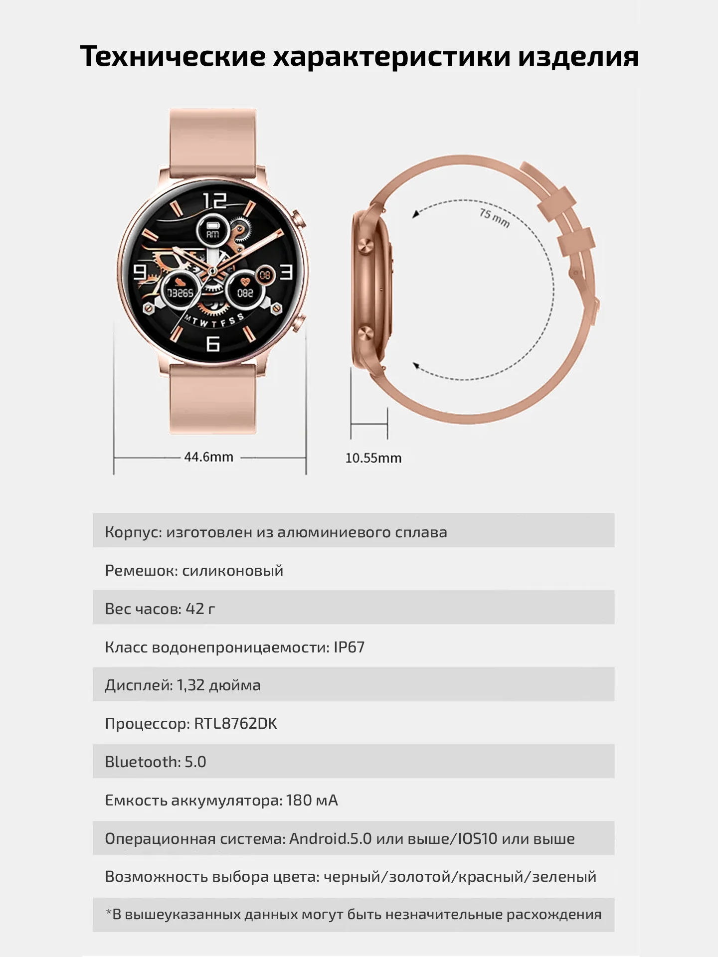 Смарт часы женские наручные круглые Smart Watch HT12