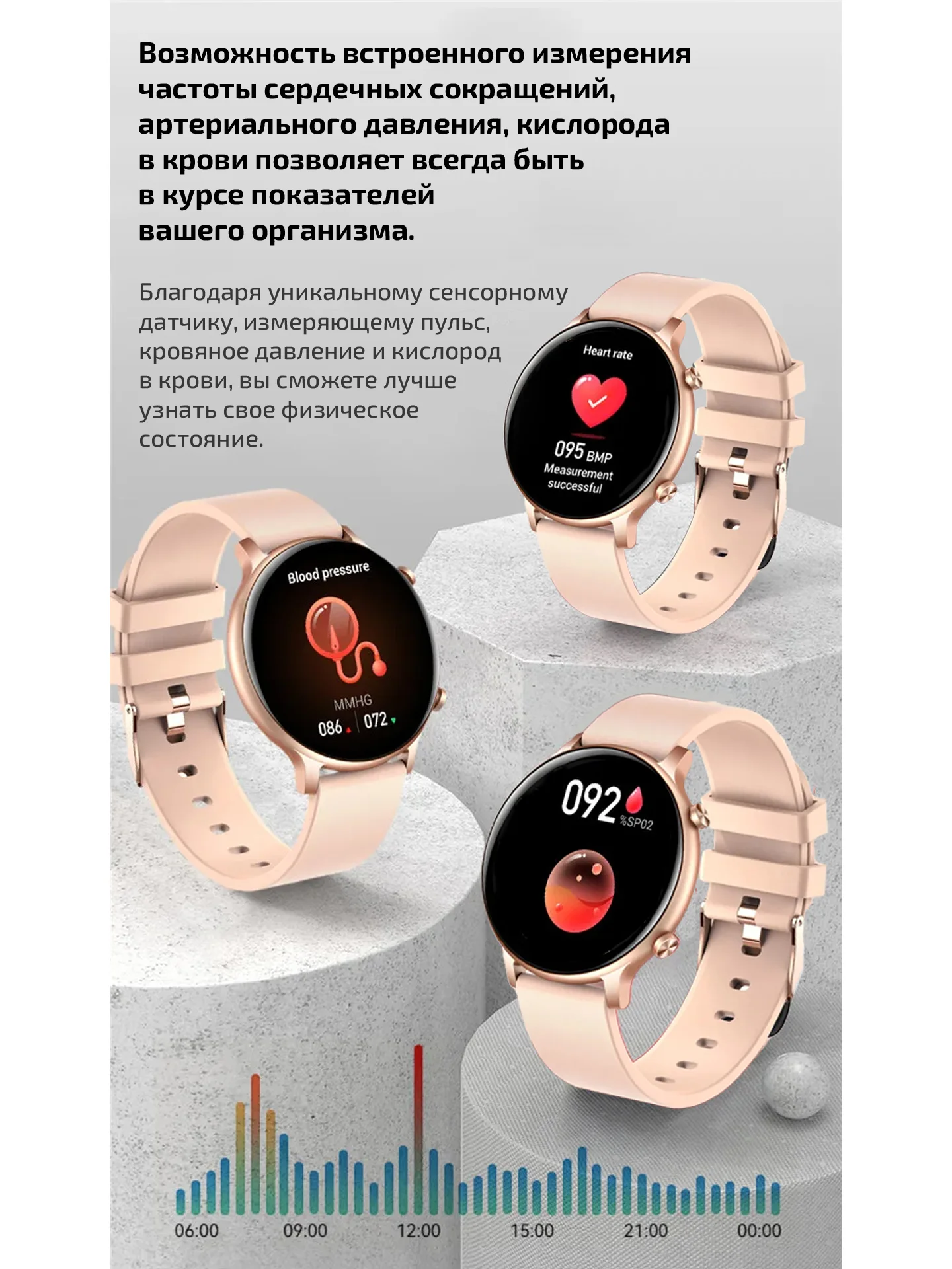Смарт часы женские наручные круглые Smart Watch HT12