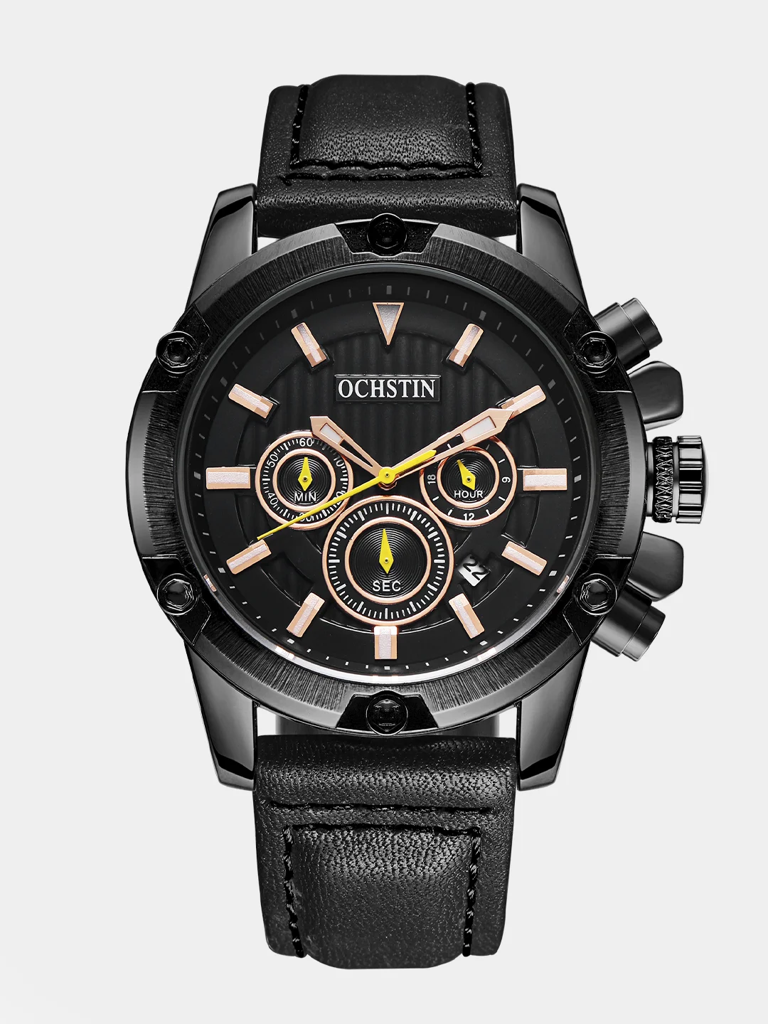 Черный мужские наручные часы Ochstin 6075A с хронографом в подарочной упаковке