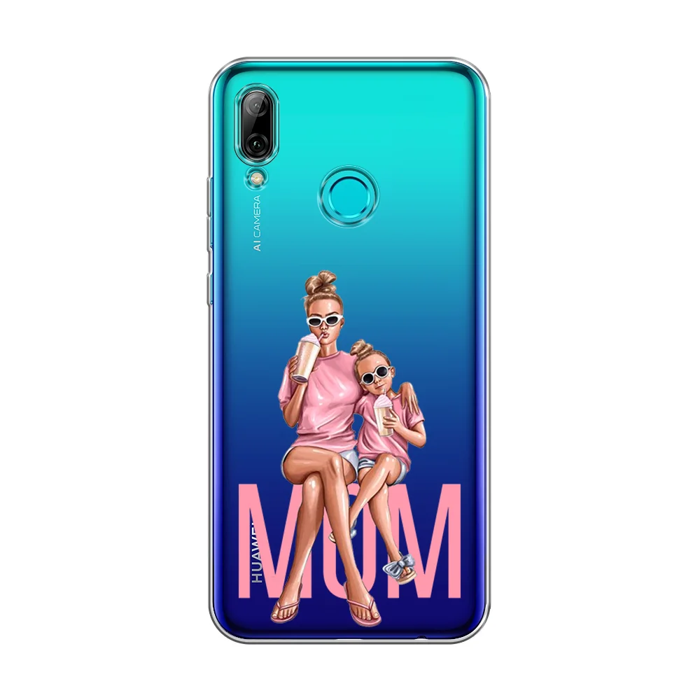 Тёмно-розовый чехол на Honor 10 Lite/Huawei P Smart 2019 / Хонор 10 Лайт прозрачный, с рисунком