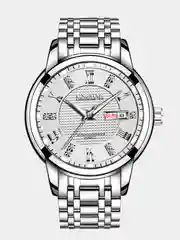 Серебряный мужские наручные часы KINGNUOS K-1683 с календарем в, подарочной упаковке