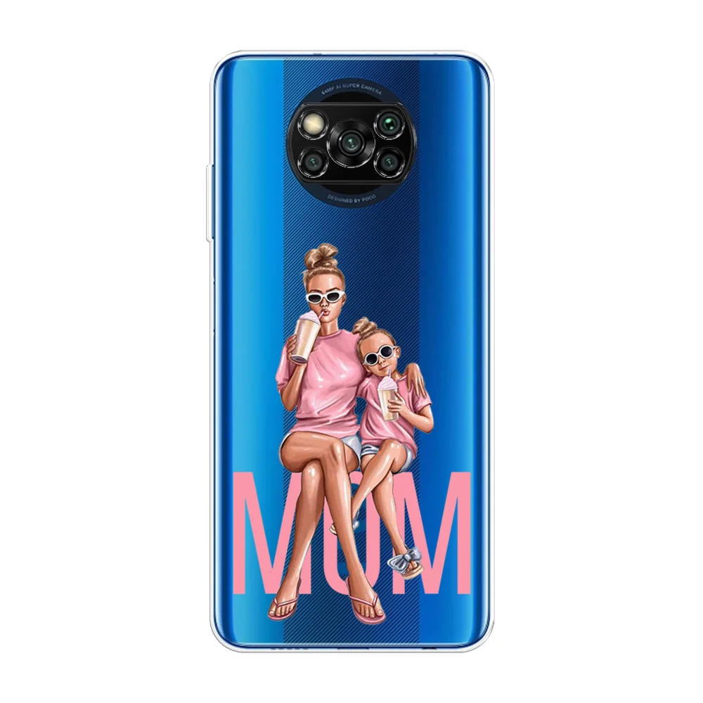 Тёмно-розовый силиконовый чехол на Xiaomi Poco X3/X3 Pro / Сяоми Poco X3/Х3 Про прозрачный, с рисунком