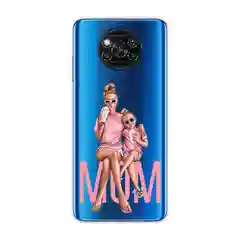 Тёмно-розовый силиконовый чехол на Xiaomi Poco X3/X3 Pro / Сяоми Poco X3/Х3 Про прозрачный, с рисунком