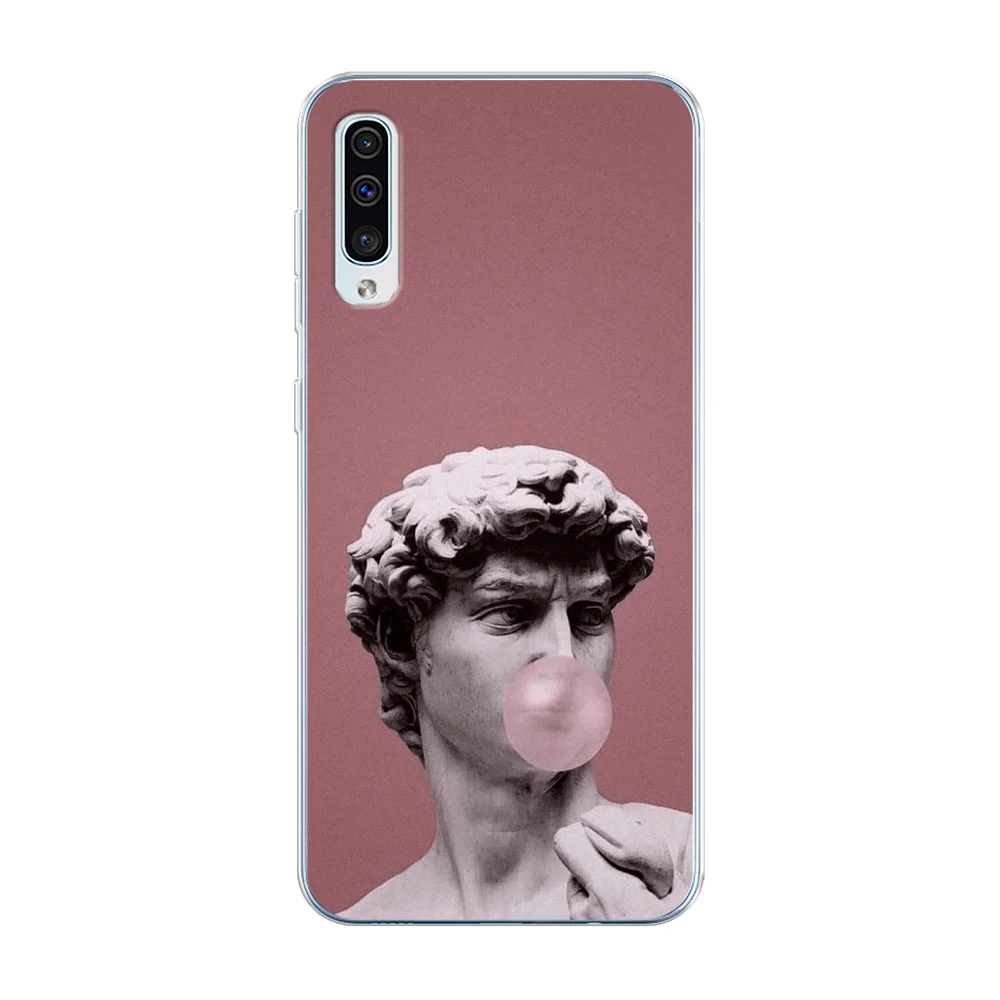 Коралловый силиконовый чехол на Samsung Galaxy A50/A30s / Самсунг А50/А30s прозрачный, с рисунком