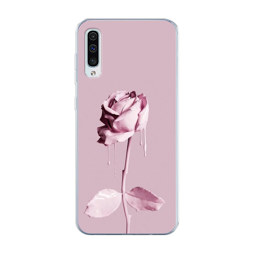 Коралловый меланж силиконовый чехол на Samsung Galaxy A50/A30s / Самсунг А50/А30s прозрачный, с рисунком