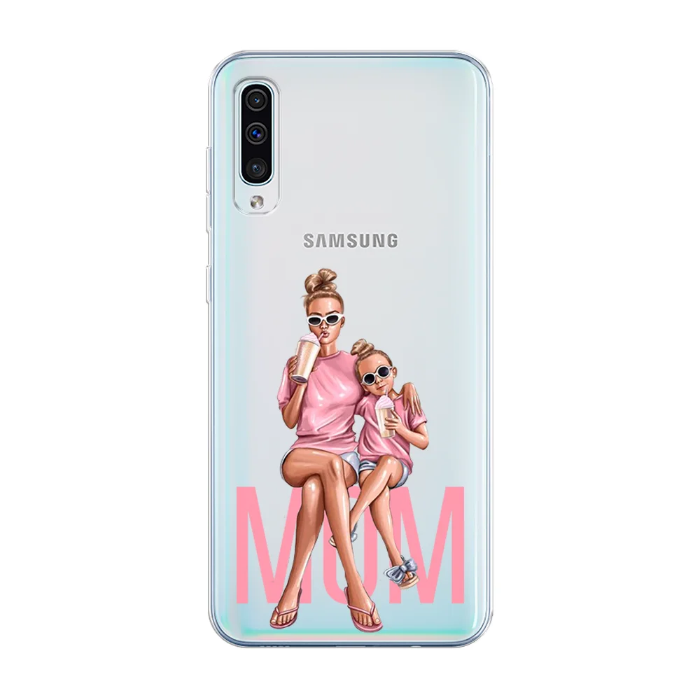 Тёмно-розовый силиконовый чехол на Samsung Galaxy A50/A30s / Самсунг А50/А30s прозрачный, с рисунком