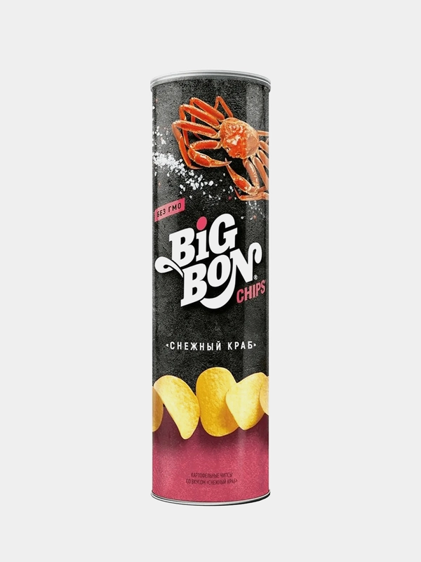 Картофельные чипсы со вкусом «Снежный краб». BIGBON, тубус. Масса нетто 130 г