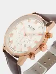 Белый мужские наручные часы Dedima D-156 с кожаным ремешком и хронографом