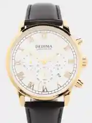 Золотой мужские наручные часы Dedima D-156 с кожаным ремешком и хронографом