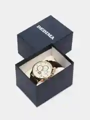 Золотой мужские наручные часы Dedima D-159, с кожаным ремешком и хронографом