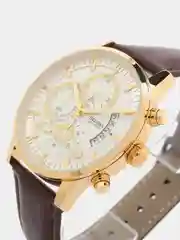 Золотой мужские наручные часы Dedima D-159, с кожаным ремешком и хронографом