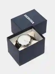 Серебряный мужские наручные часы Dedima D-1018 в подарочной упаковке