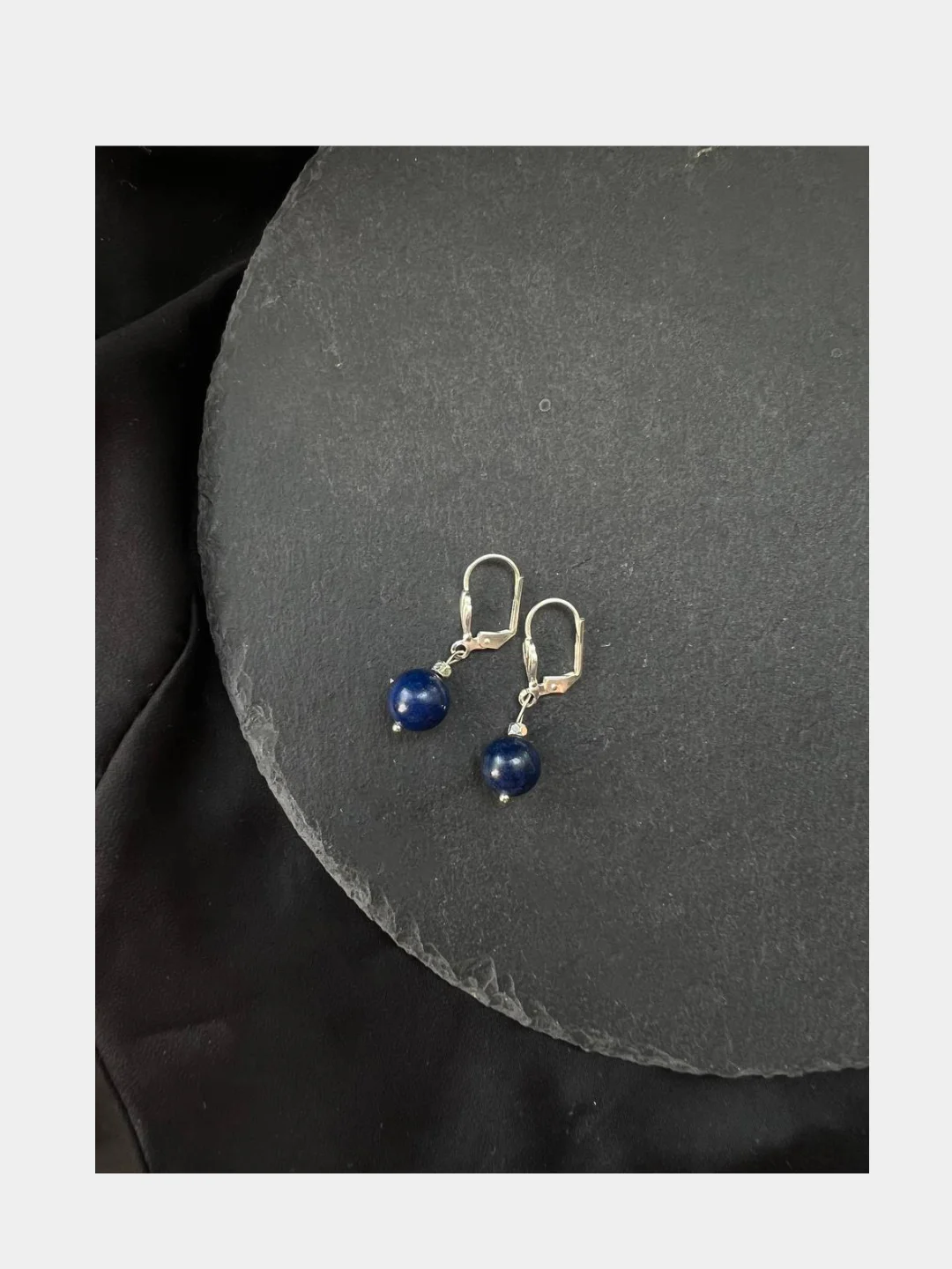 Индиго серьги с натуральными камнями Лазурит, Розовый Кварц, Кахолонг