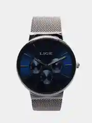 Синий мужские наручные часы Lige 9868 с хронографом в подарочной упаковке