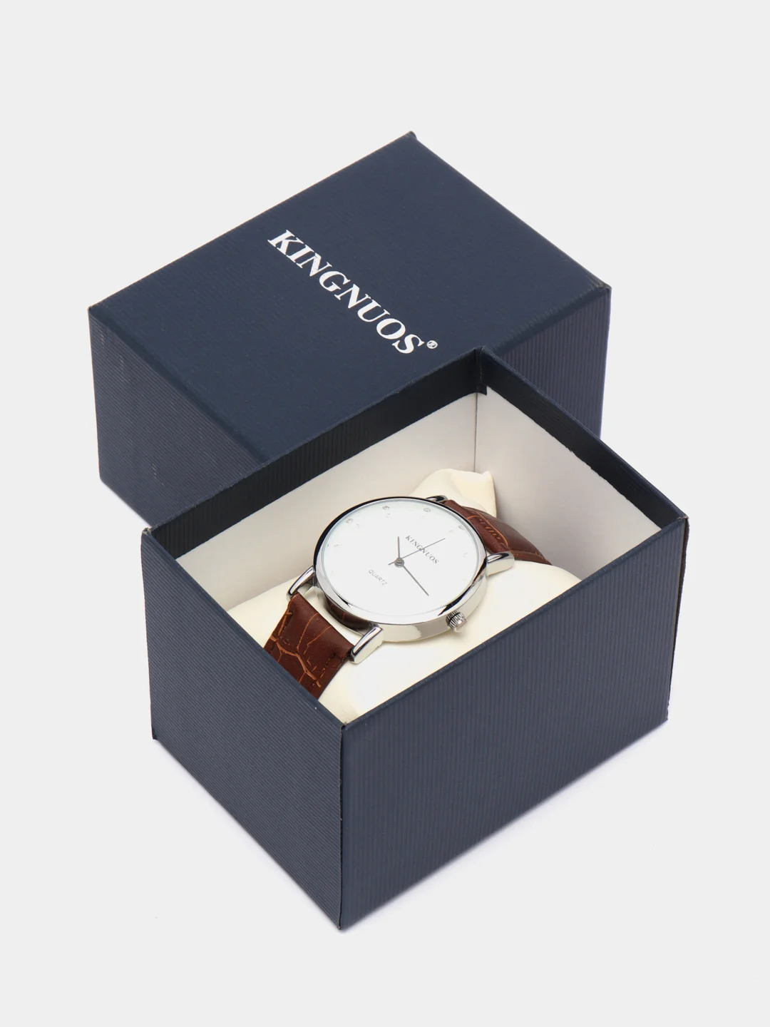 Серебряный мужские наручные часы KINGNUOS K-026, в подарочной упаковке