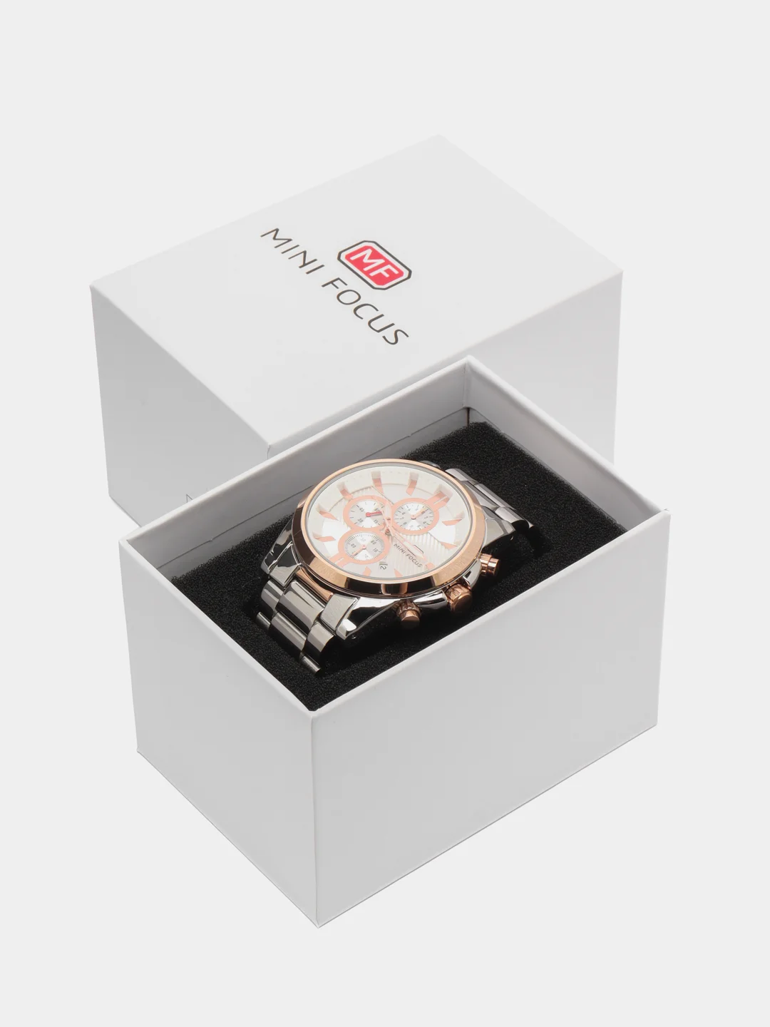 Серебряный мужские наручные часы Mini Focus MF0134G, с хронографом, в подарочной упаковке