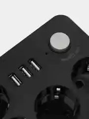 Черный сетевой фильтр (удлинитель) 2 м с USB портом + 4 розетки