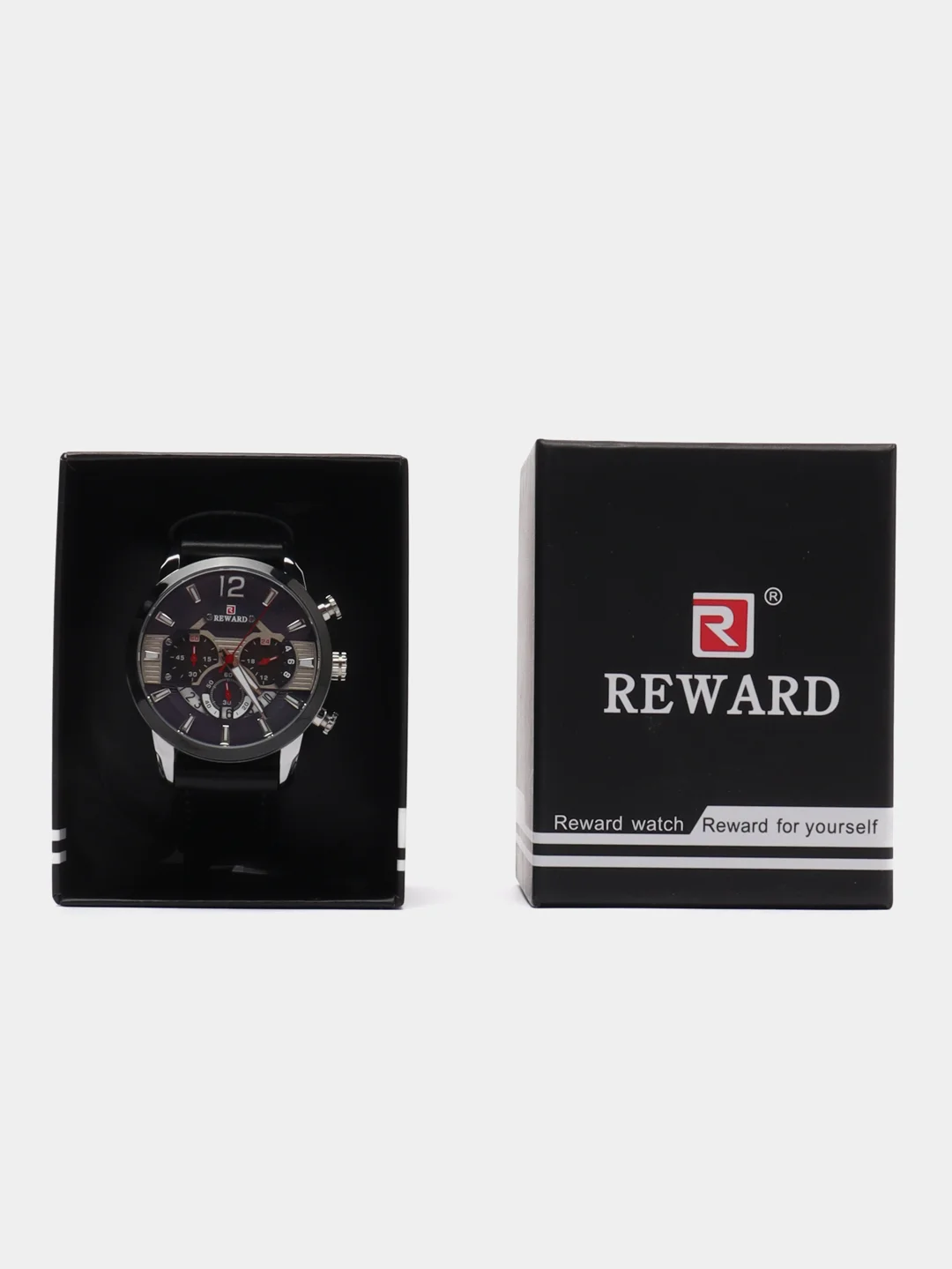 Черный мужские наручные часы Reward RD83009M с хронографом, в подарочной упаковке