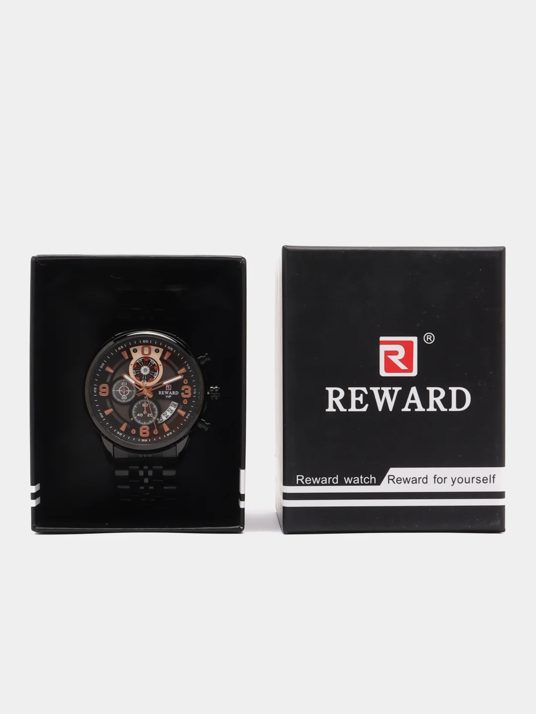 Черный мужские наручные часы Reward RD81057M с хронографом, в подарочной упаковке