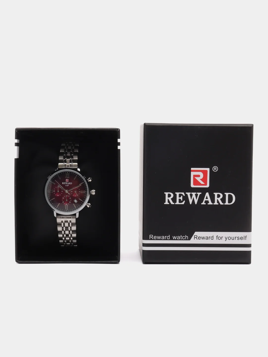 Вишнёвый женские наручные часы Reward RD81070L с хронографом в подарочной упаковке